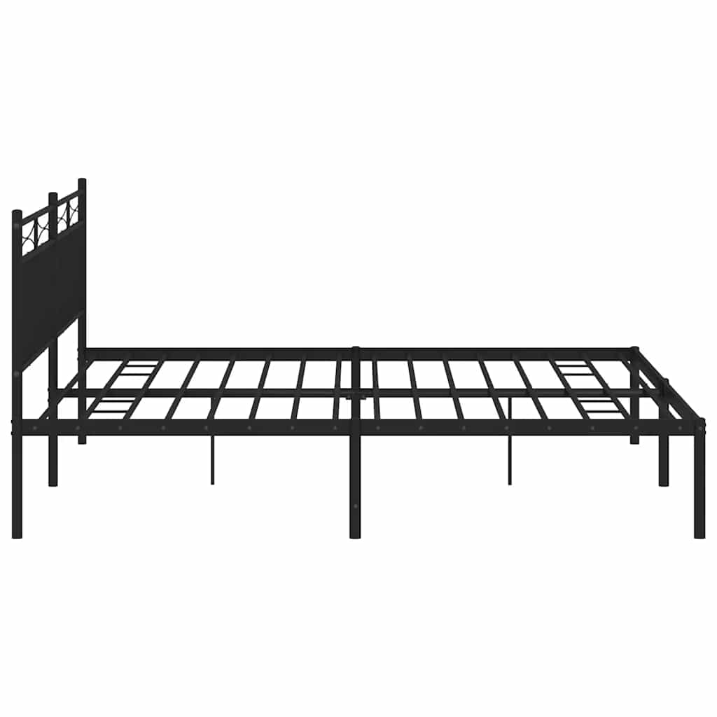 Metal Bed Frame without Mattress with Headboard Black 183x213cm