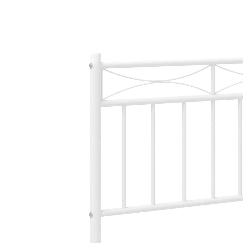 Metal Bed Frame without Mattress with Headboard White 75x190cm