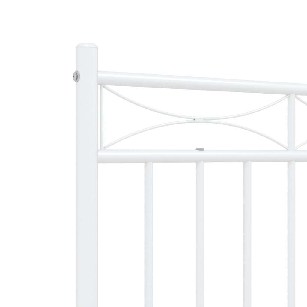 Metal Bed Frame without Mattress with Headboard White 140x200cm