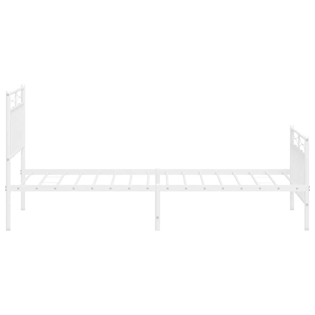Metal Bed Frame without Mattress with Footboard White 90x190cm