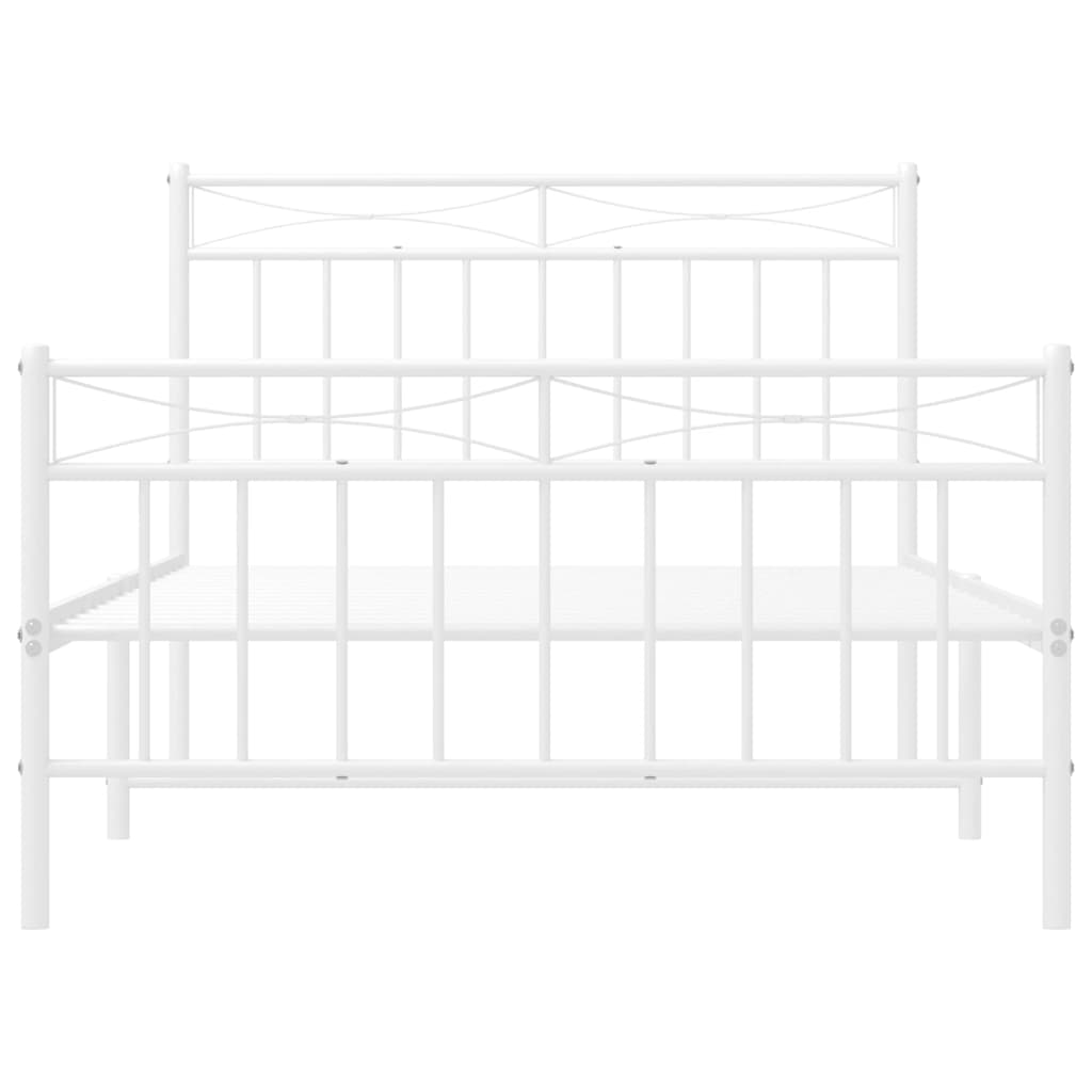 Metal Bed Frame without Mattress with Footboard White 100x200cm