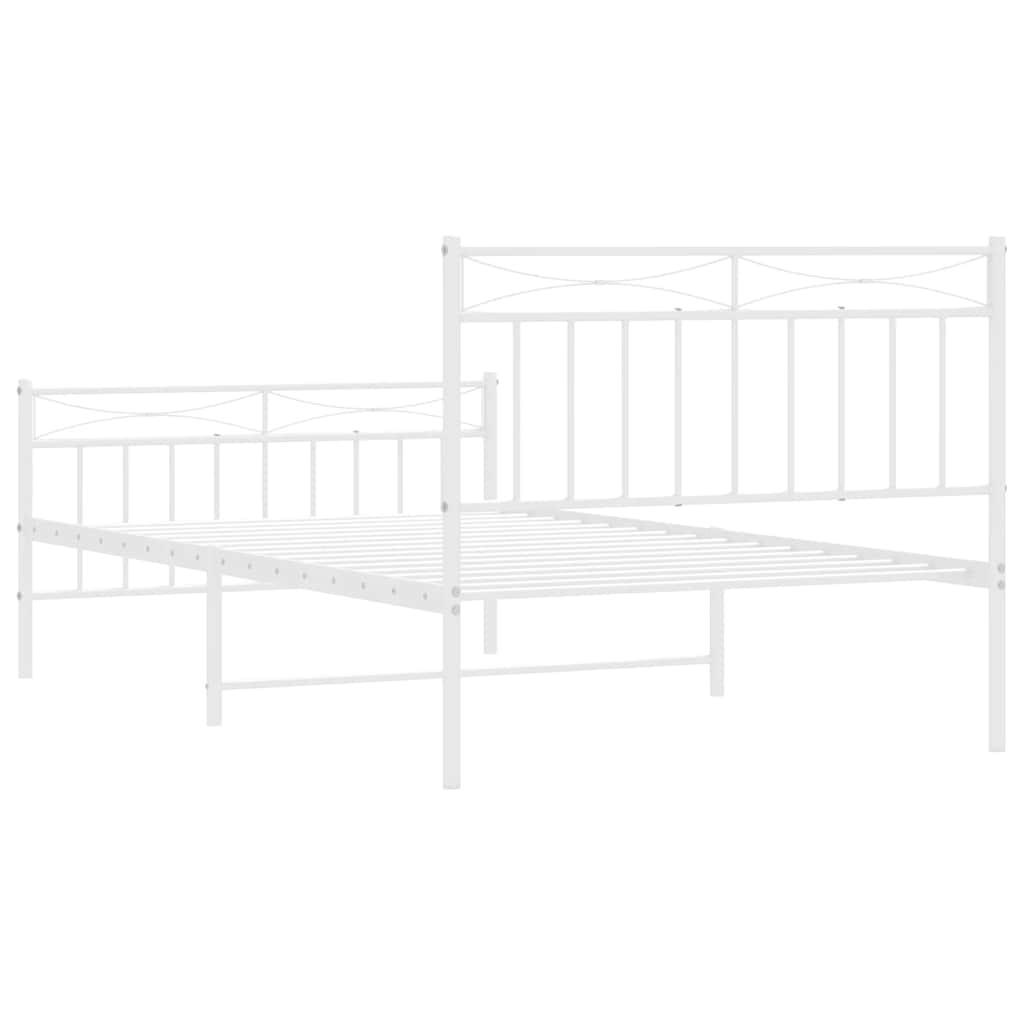 Metal Bed Frame without Mattress with Footboard White 100x200cm