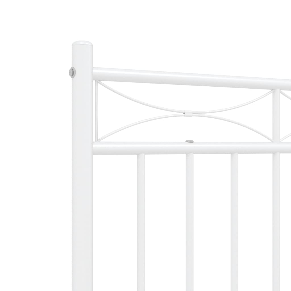 Metal Bed Frame without Mattress with Footboard White 140x190cm