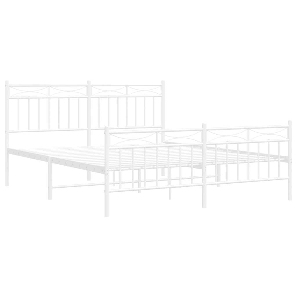 vidaXL Metal Bed Frame without Mattress with Footboard White 150x200cm