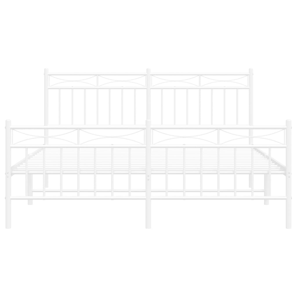 vidaXL Metal Bed Frame without Mattress with Footboard White 150x200cm