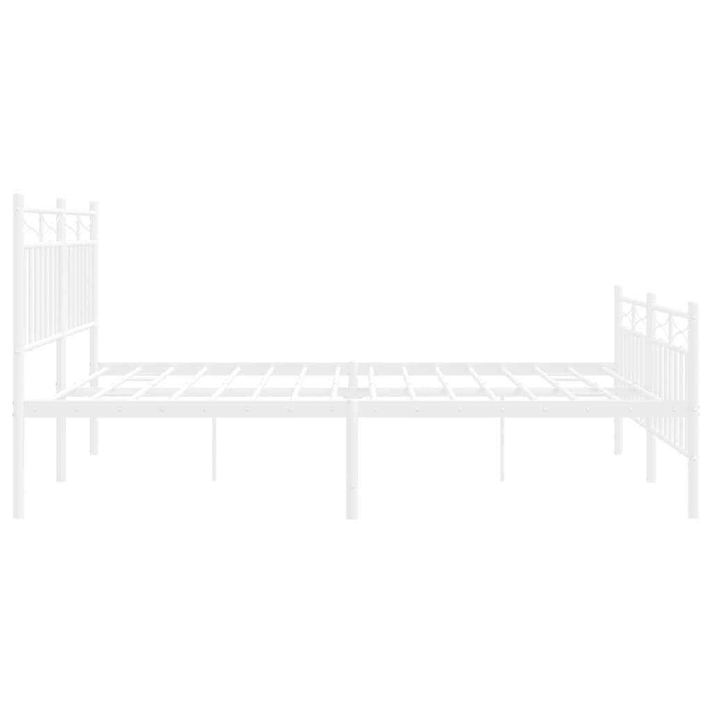 vidaXL Metal Bed Frame without Mattress with Footboard White 150x200cm