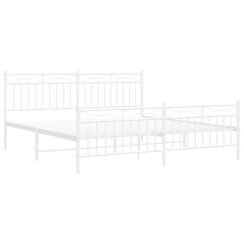 vidaXL Metal Bed Frame without Mattress with Footboard White 180x200cm