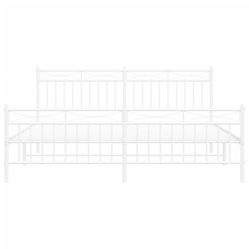 vidaXL Metal Bed Frame without Mattress with Footboard White 180x200cm