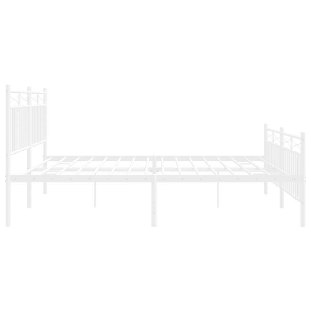 vidaXL Metal Bed Frame without Mattress with Footboard White 180x200cm