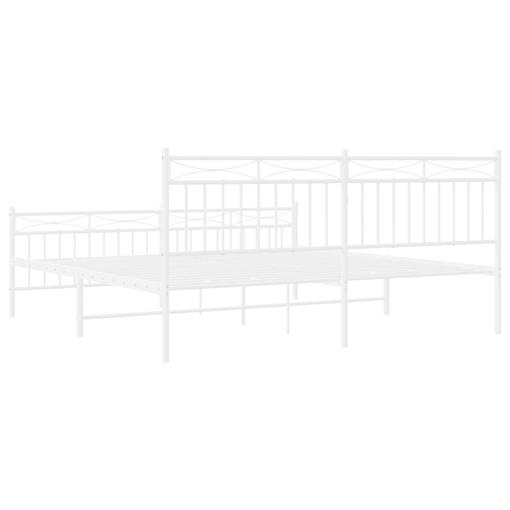 vidaXL Metal Bed Frame without Mattress with Footboard White 180x200cm