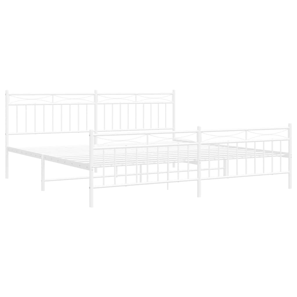 Metal Bed Frame without Mattress with Footboard White 193x203cm