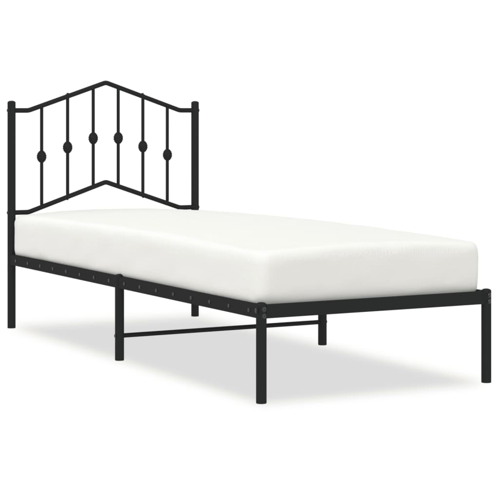 vidaXL Metal Bed Frame without Mattress with Headboard Black 80x200cm