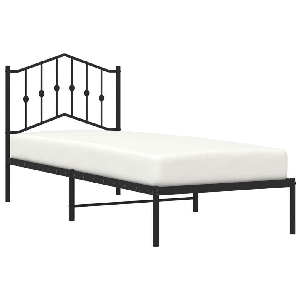 vidaXL Metal Bed Frame without Mattress with Headboard Black 80x200cm