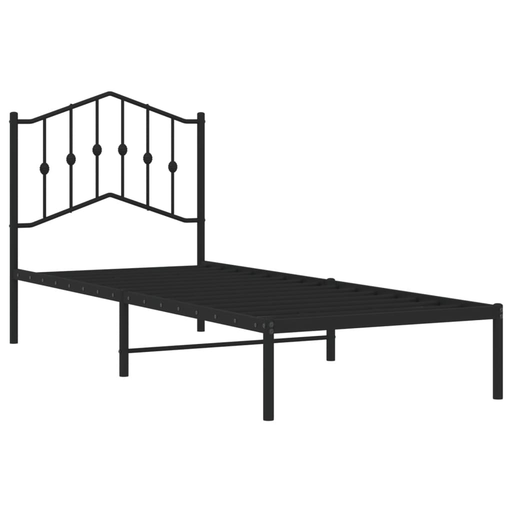 vidaXL Metal Bed Frame without Mattress with Headboard Black 80x200cm