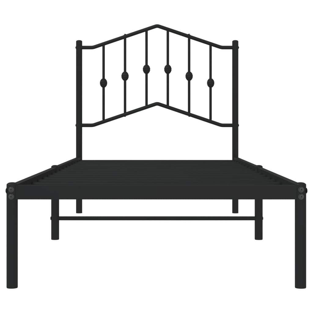 vidaXL Metal Bed Frame without Mattress with Headboard Black 80x200cm