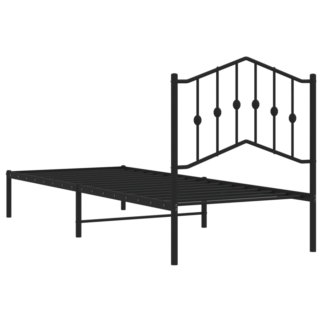 vidaXL Metal Bed Frame without Mattress with Headboard Black 80x200cm