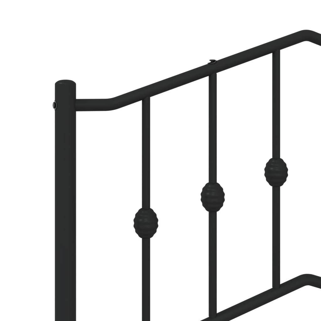 vidaXL Metal Bed Frame without Mattress with Headboard Black 80x200cm