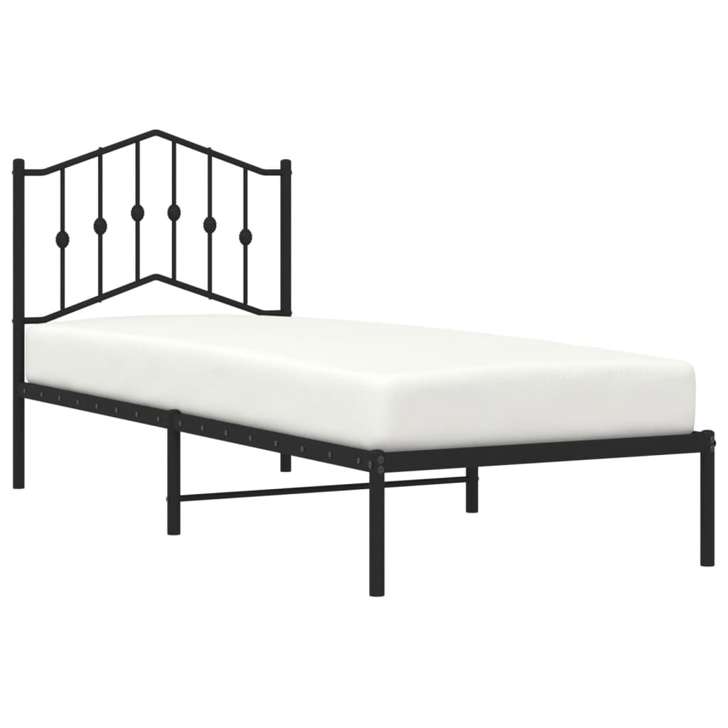 vidaXL Metal Bed Frame without Mattress with Headboard Black 90x200cm