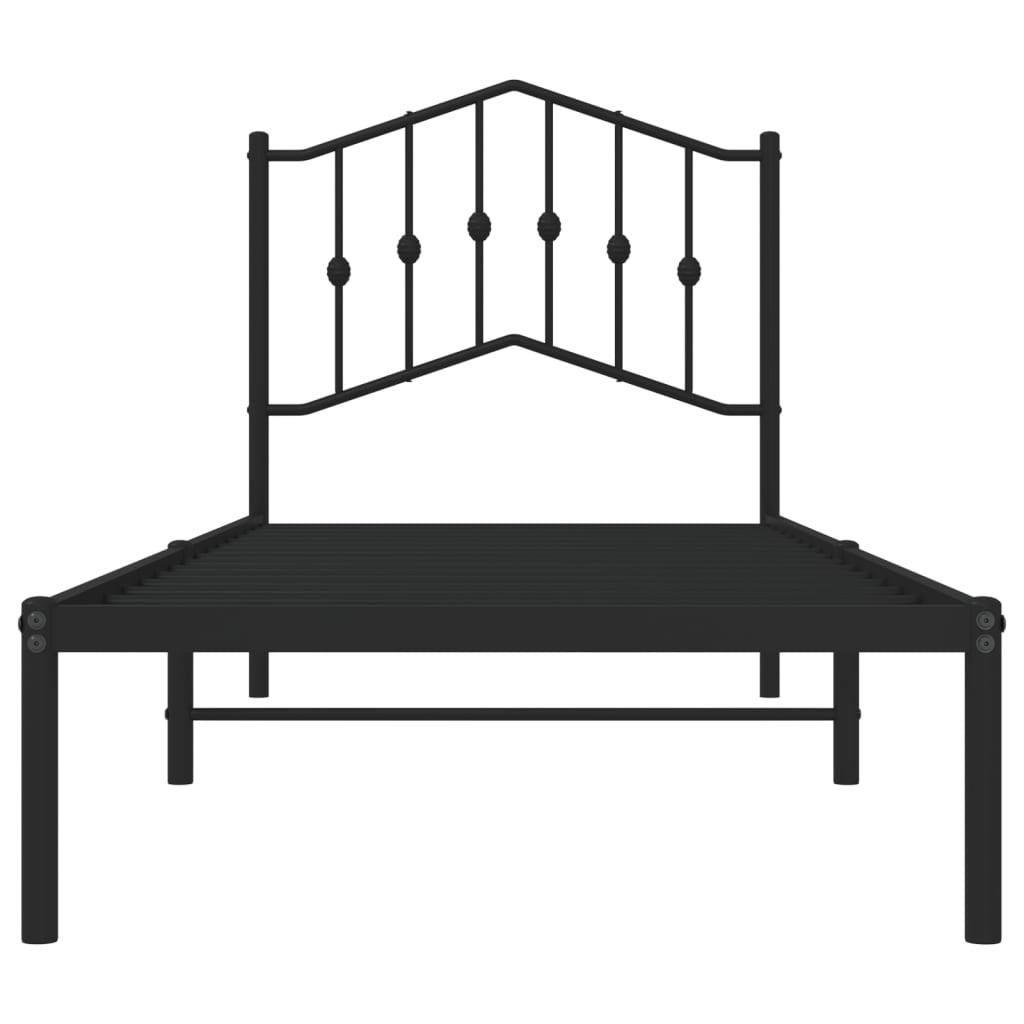 vidaXL Metal Bed Frame without Mattress with Headboard Black 90x200cm