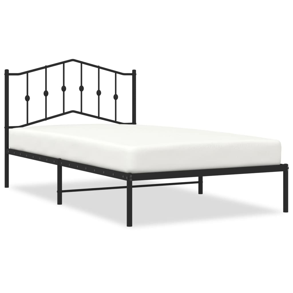 vidaXL Metal Bed Frame without Mattress with Headboard Black 107x203cm