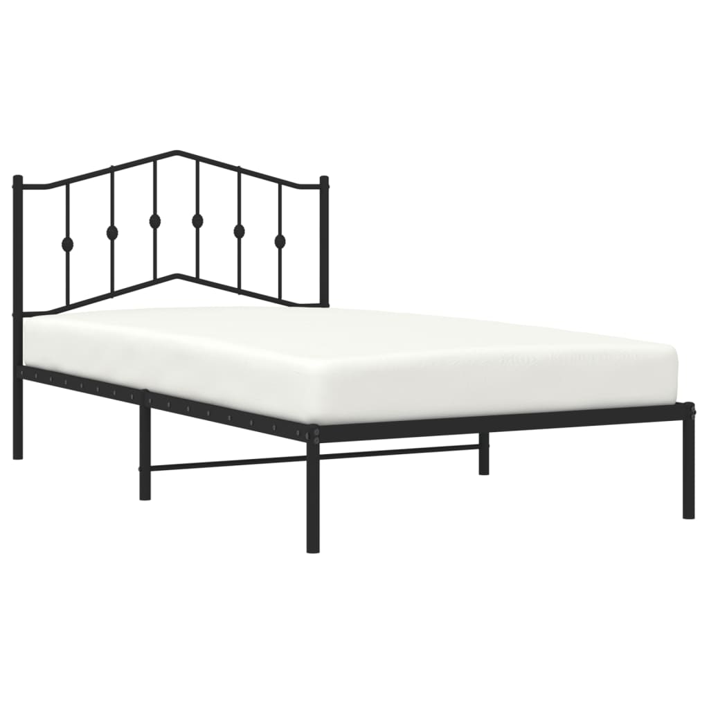 vidaXL Metal Bed Frame without Mattress with Headboard Black 107x203cm