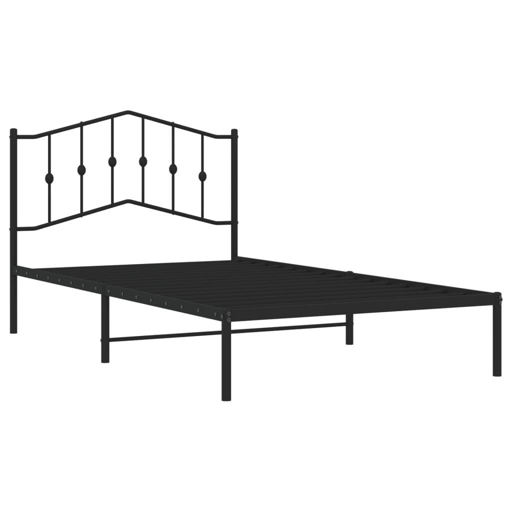 vidaXL Metal Bed Frame without Mattress with Headboard Black 107x203cm