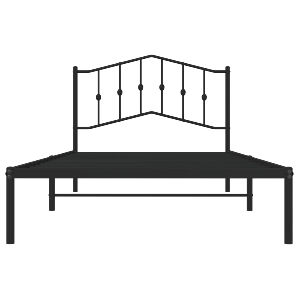 vidaXL Metal Bed Frame without Mattress with Headboard Black 107x203cm