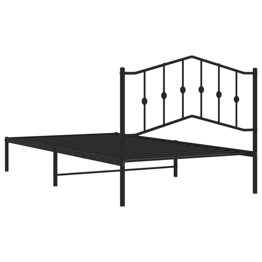 vidaXL Metal Bed Frame without Mattress with Headboard Black 107x203cm