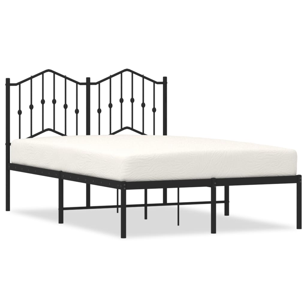Metal Bed Frame without Mattress with Headboard Black 120x190cm