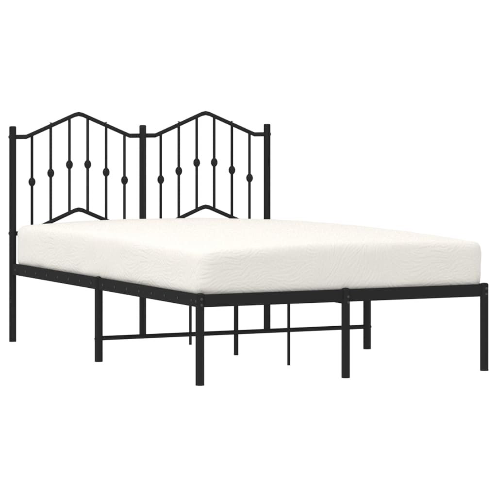 Metal Bed Frame without Mattress with Headboard Black 120x190cm