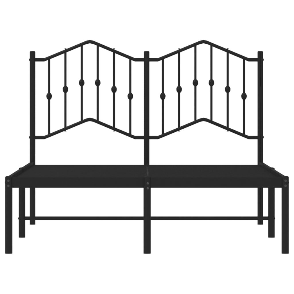 Metal Bed Frame without Mattress with Headboard Black 120x190cm