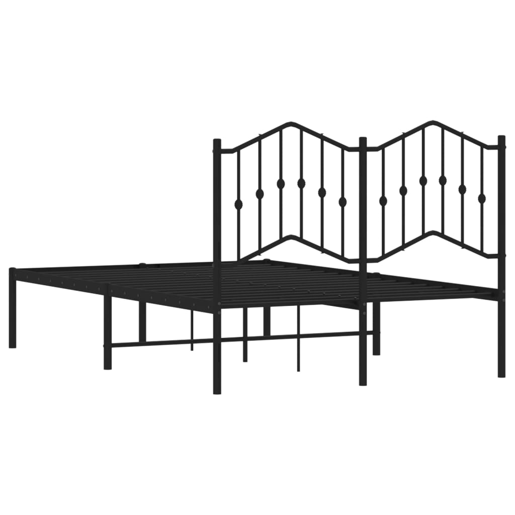 Metal Bed Frame without Mattress with Headboard Black 120x190cm