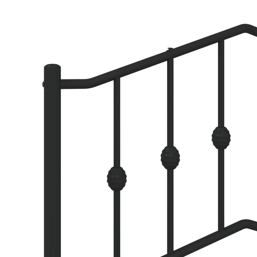 Metal Bed Frame without Mattress with Headboard Black 120x190cm