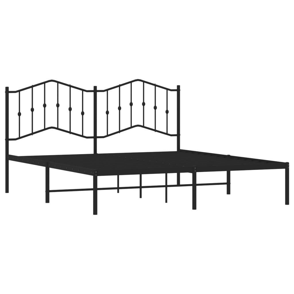 Metal Bed Frame without Mattress with Headboard Black 180x200cm