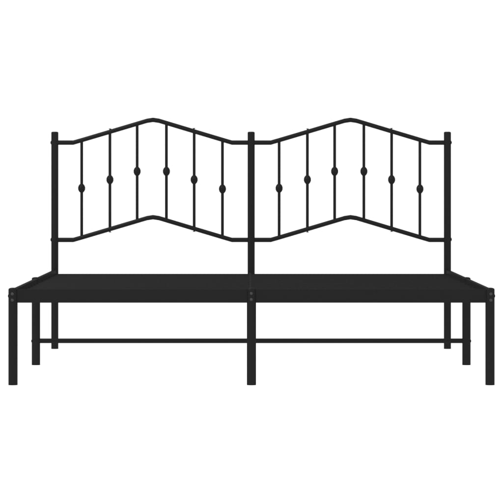 Metal Bed Frame without Mattress with Headboard Black 180x200cm