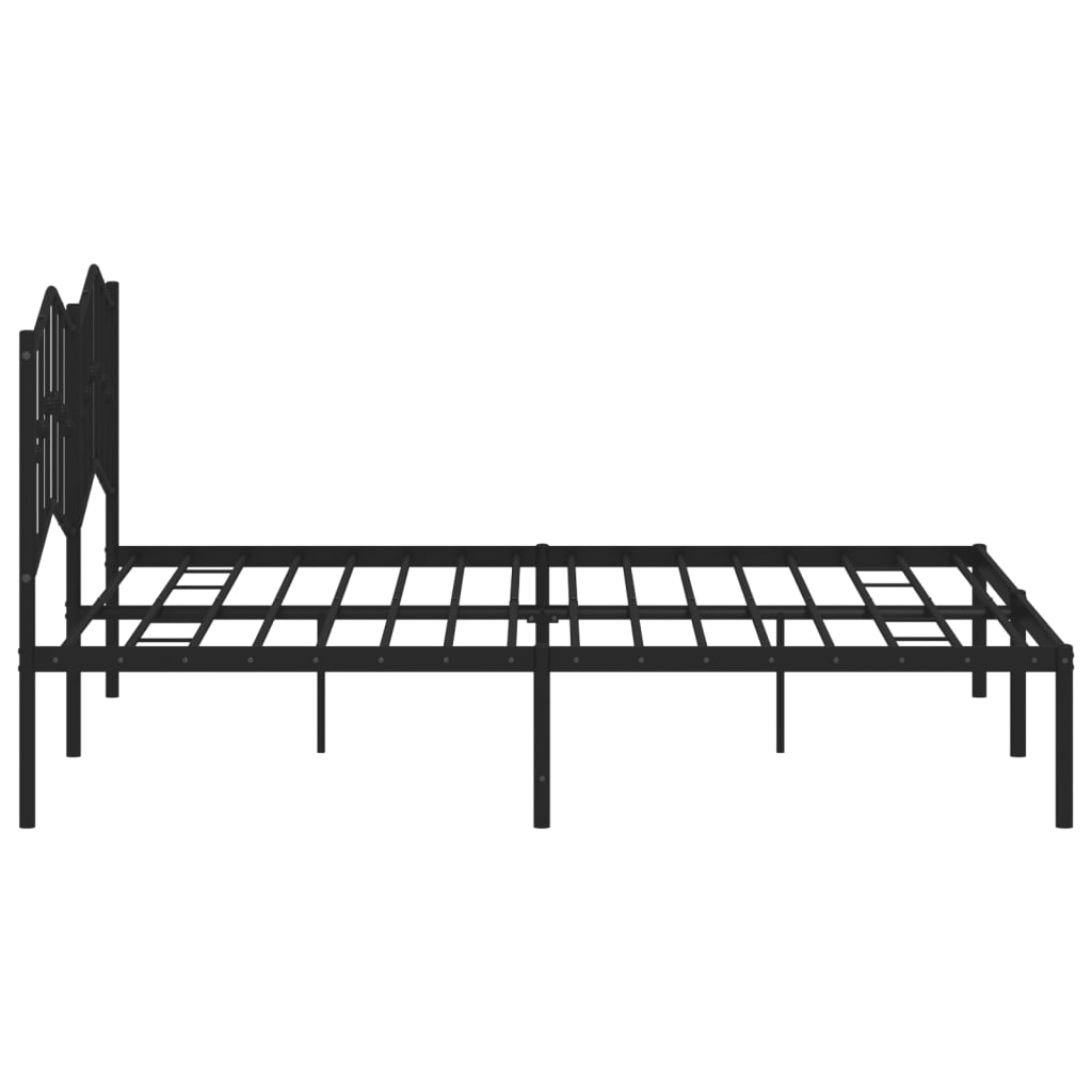 Metal Bed Frame without Mattress with Headboard Black 180x200cm