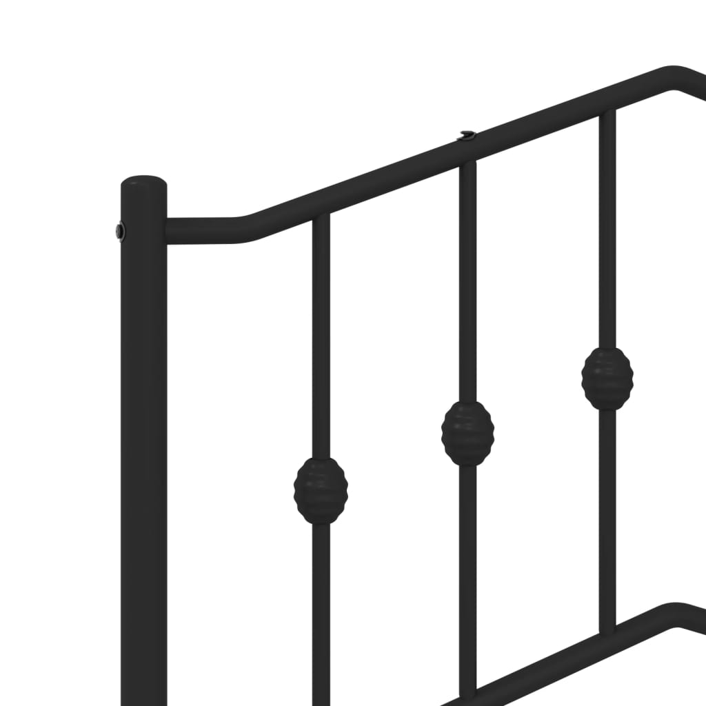 Metal Bed Frame without Mattress with Headboard Black 180x200cm