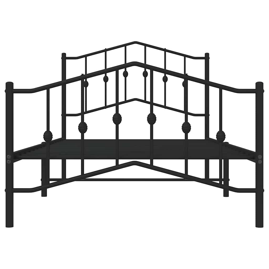 Metal Bed Frame without Mattress with Footboard Black 100x190cm