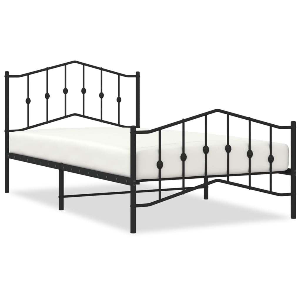 Bed Frame | Black | Powder-Coated Steel | 107x203 cm | Bed Frame