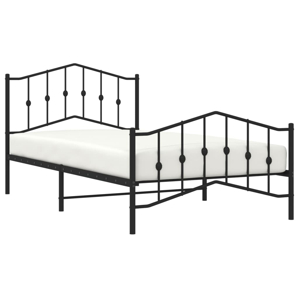 Bed Frame | Black | Powder-Coated Steel | 107x203 cm | Bed Frame