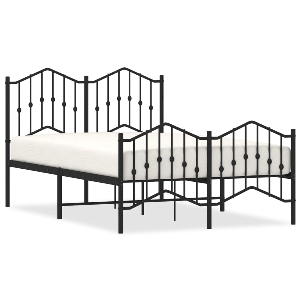 vidaXL Metal Bed Frame without Mattress with Footboard Black 120x200cm