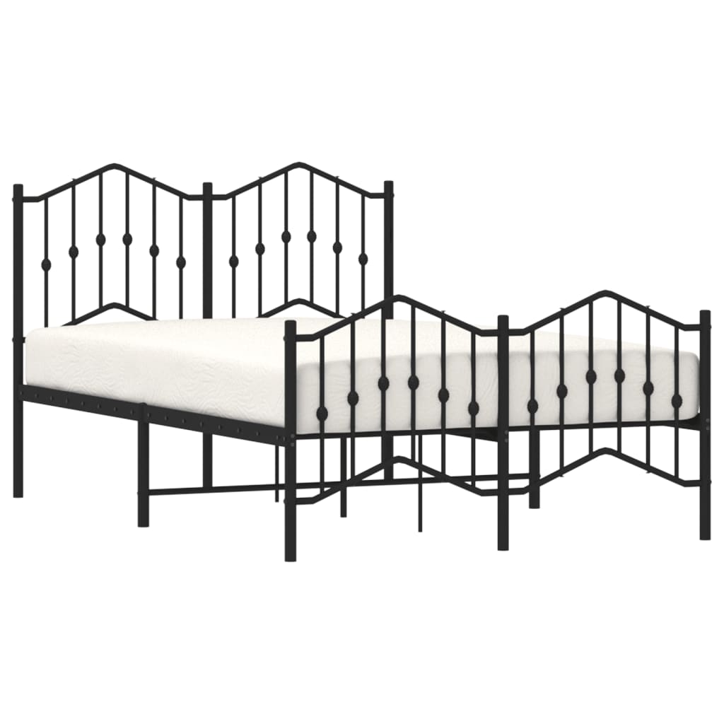 vidaXL Metal Bed Frame without Mattress with Footboard Black 120x200cm