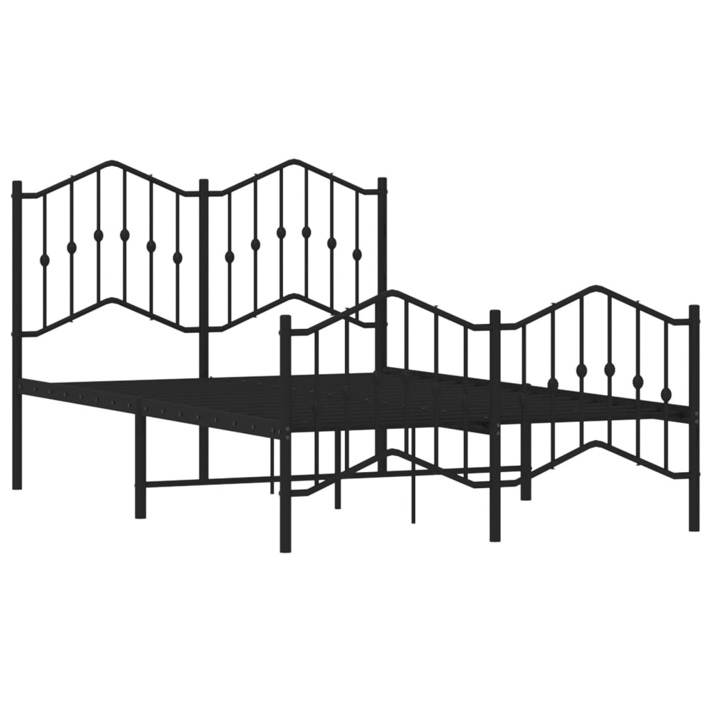 vidaXL Metal Bed Frame without Mattress with Footboard Black 120x200cm