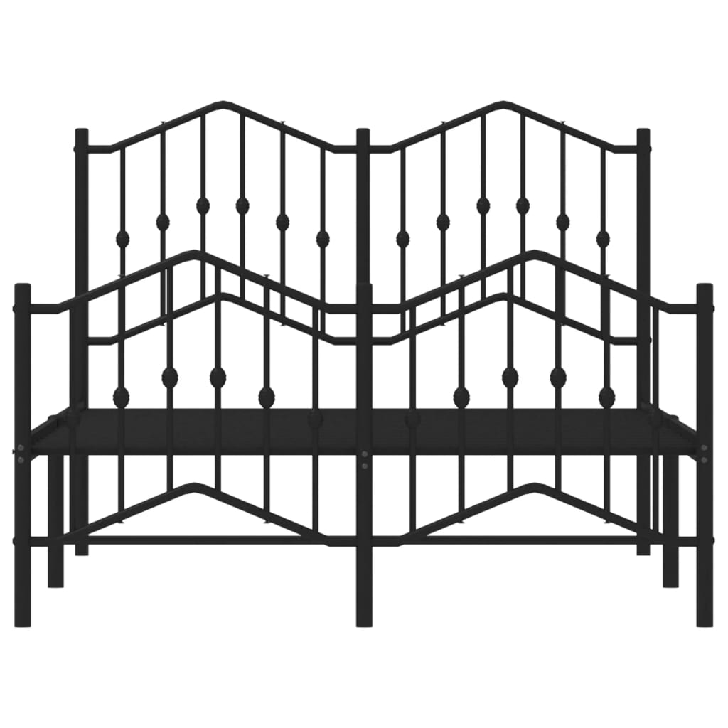 vidaXL Metal Bed Frame without Mattress with Footboard Black 120x200cm