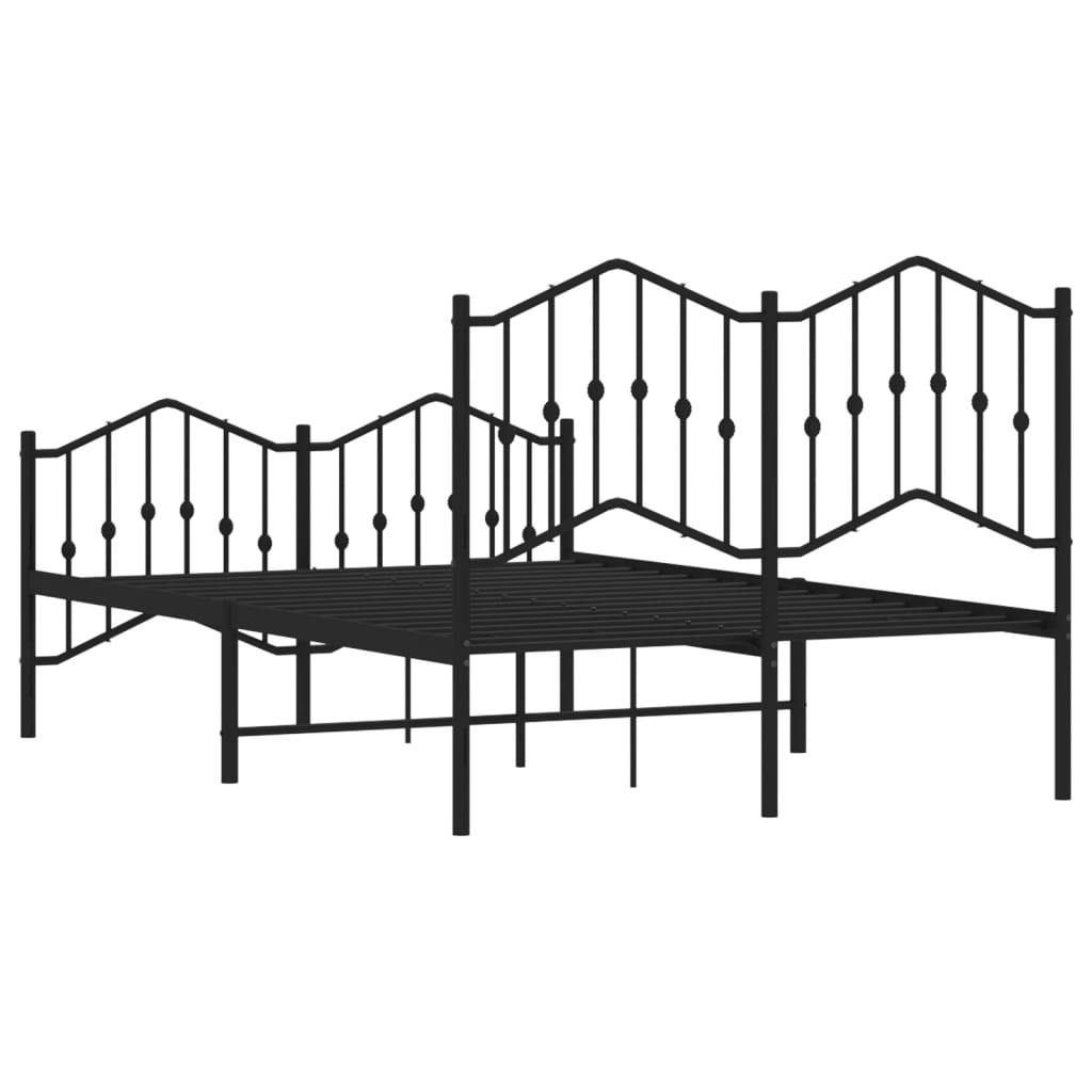 vidaXL Metal Bed Frame without Mattress with Footboard Black 120x200cm