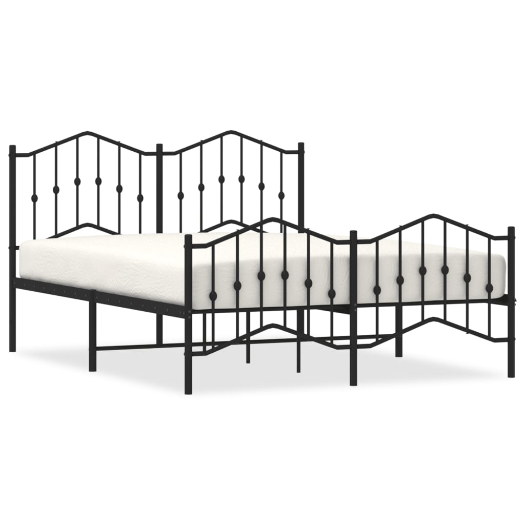 vidaXL Metal Bed Frame without Mattress with Footboard Black 140x200cm