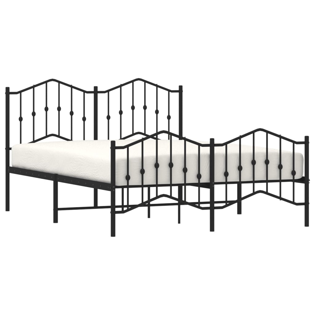 vidaXL Metal Bed Frame without Mattress with Footboard Black 140x200cm