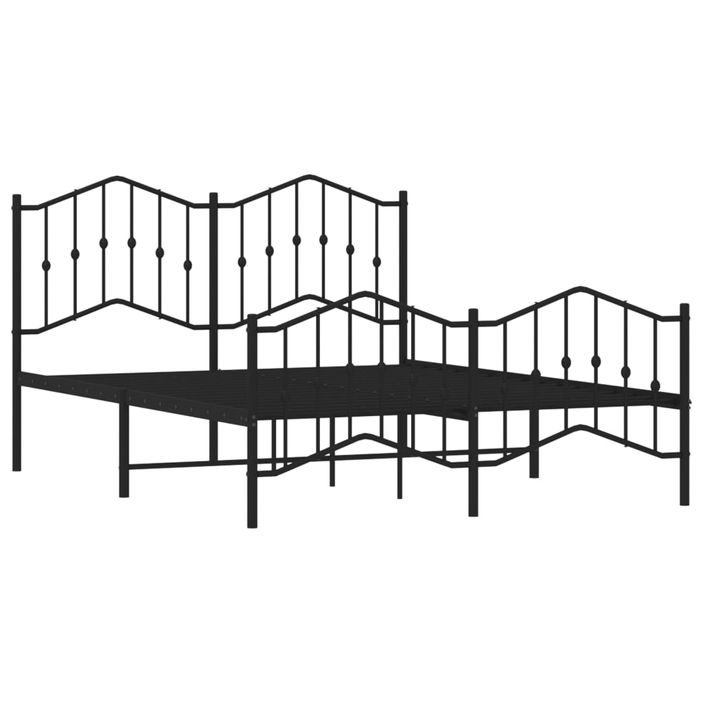 vidaXL Metal Bed Frame without Mattress with Footboard Black 140x200cm