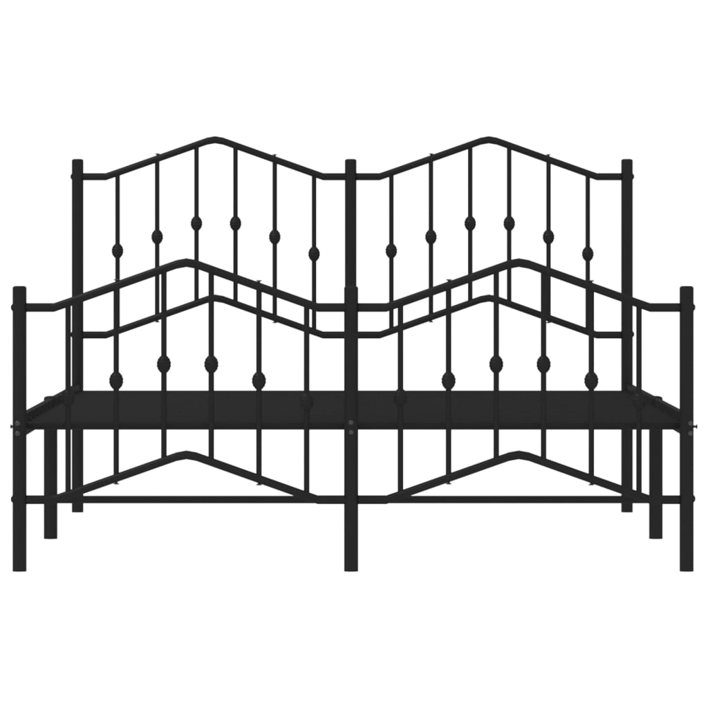 vidaXL Metal Bed Frame without Mattress with Footboard Black 140x200cm