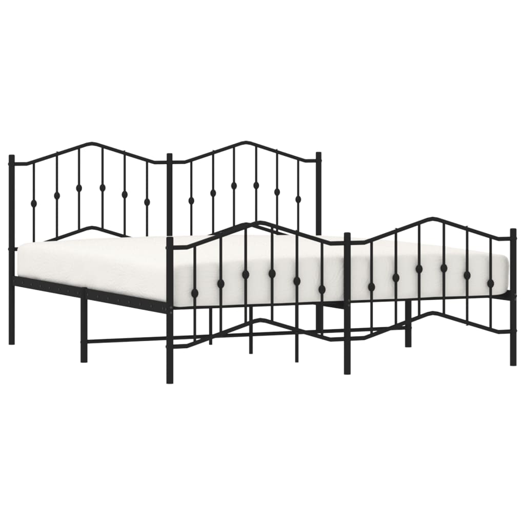 vidaXL Metal Bed Frame without Mattress with Footboard Black 160x200cm